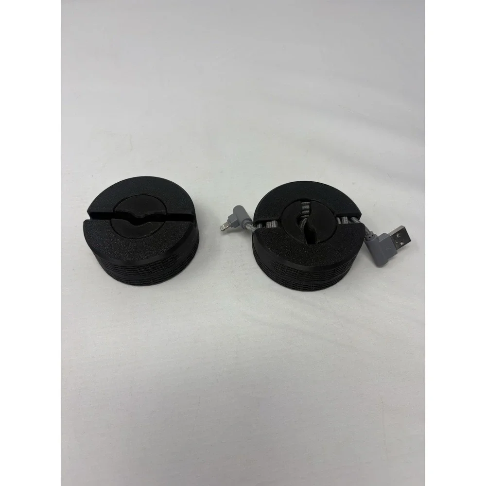 Retractable Cable Organizer Puck Phone Charger Cords Clean Tidy Black Set Of 2